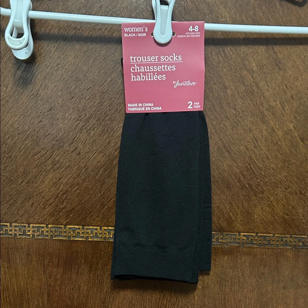 NEW Womens Trouser Socks by Juncture Black 2 Pairs Shoe Size 4-8